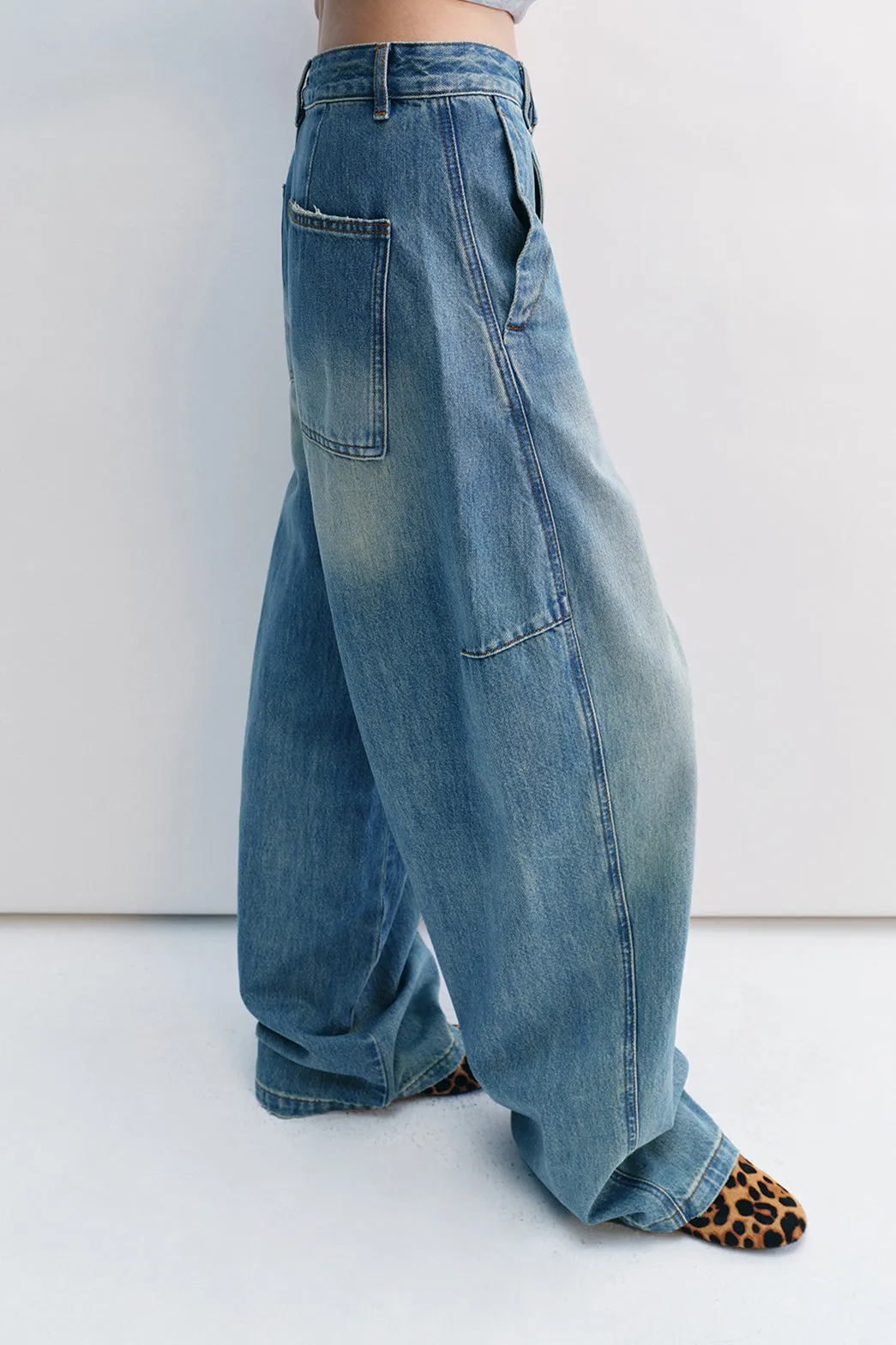 100% cotton wide-leg jeans | 3 color