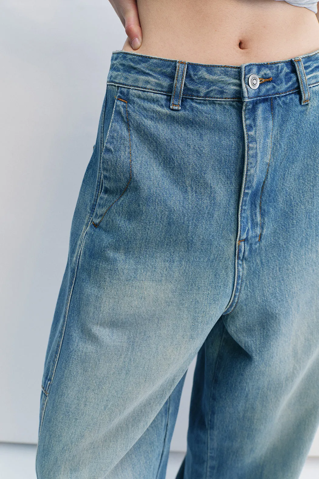 100% cotton wide-leg jeans | 3 color