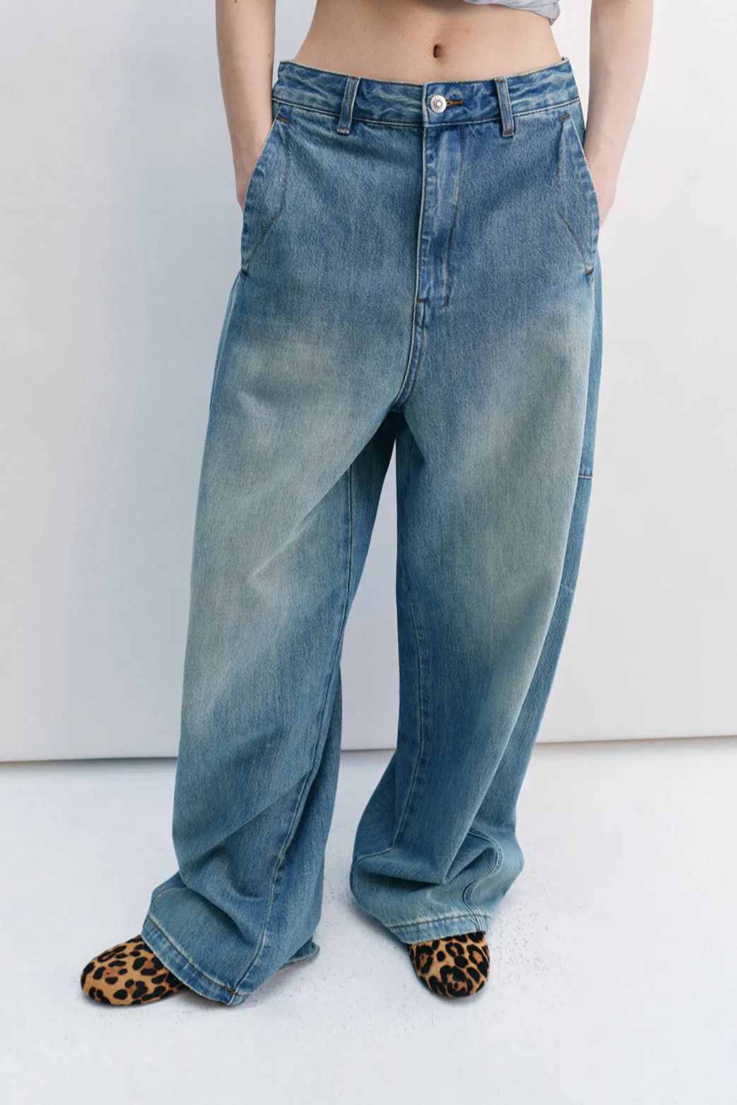 100% cotton wide-leg jeans | 3 color
