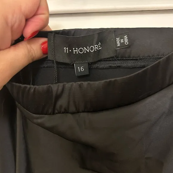11 Honore Black Maxi Slip Skirt with Slit