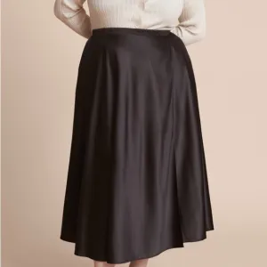 11 Honore Black Maxi Slip Skirt with Slit