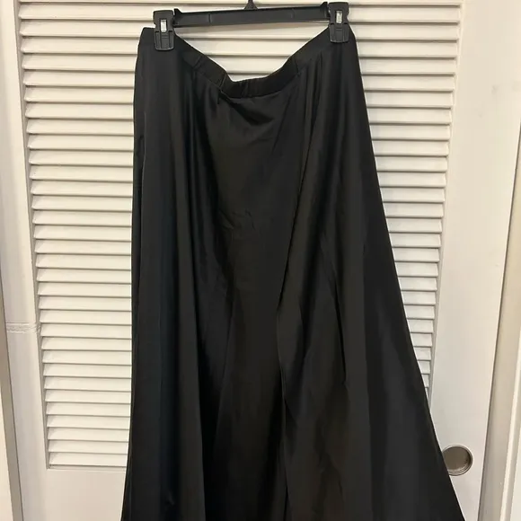 11 Honore Black Maxi Slip Skirt with Slit