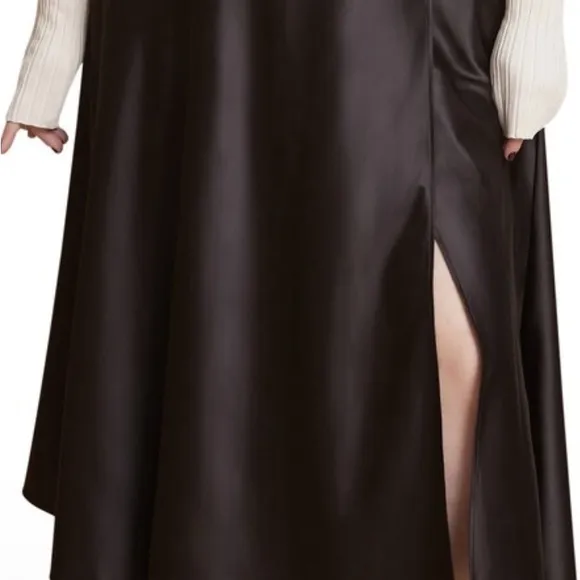 11 Honore Black Maxi Slip Skirt with Slit