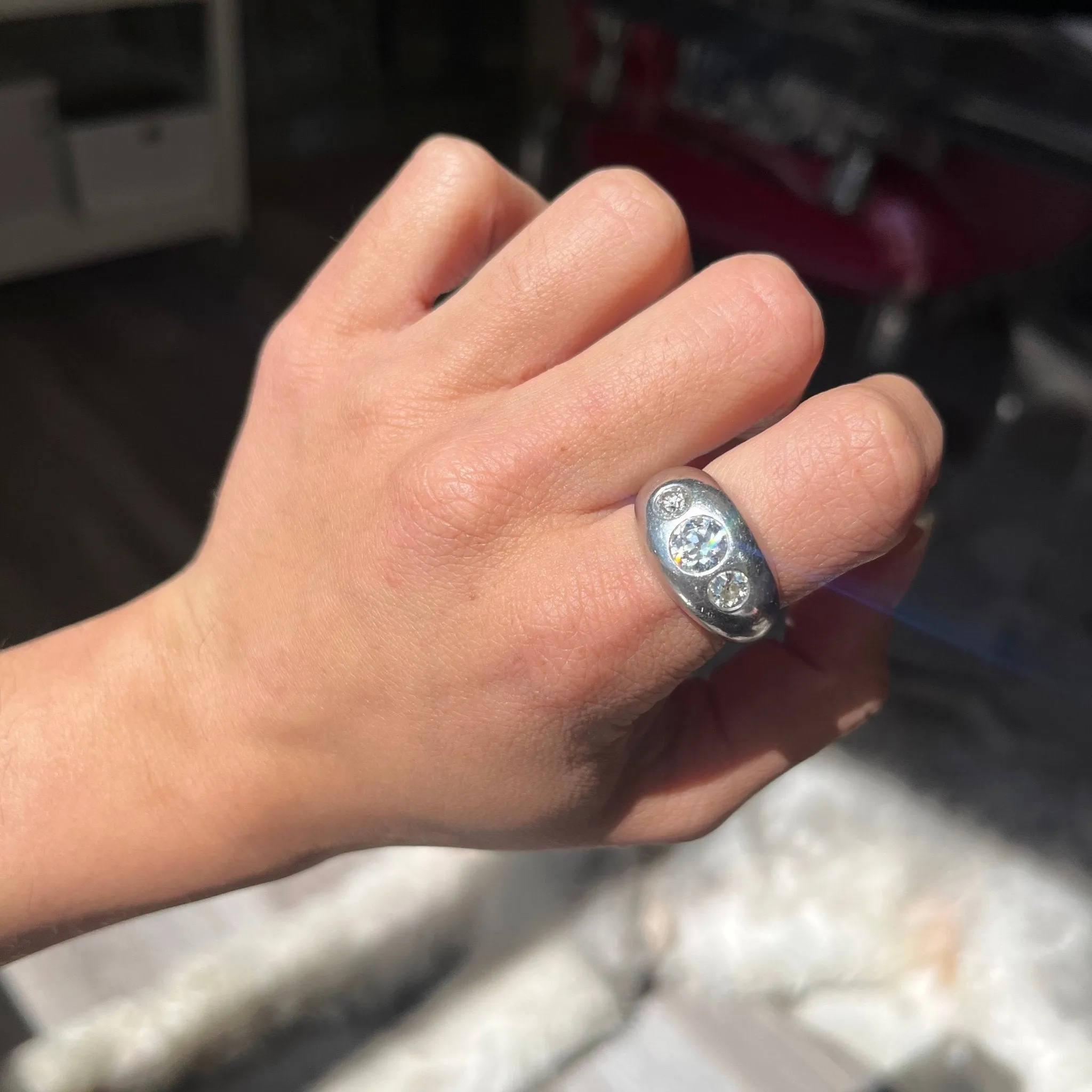 1.50ctw Old European Cut Diamond Trilogy Ring