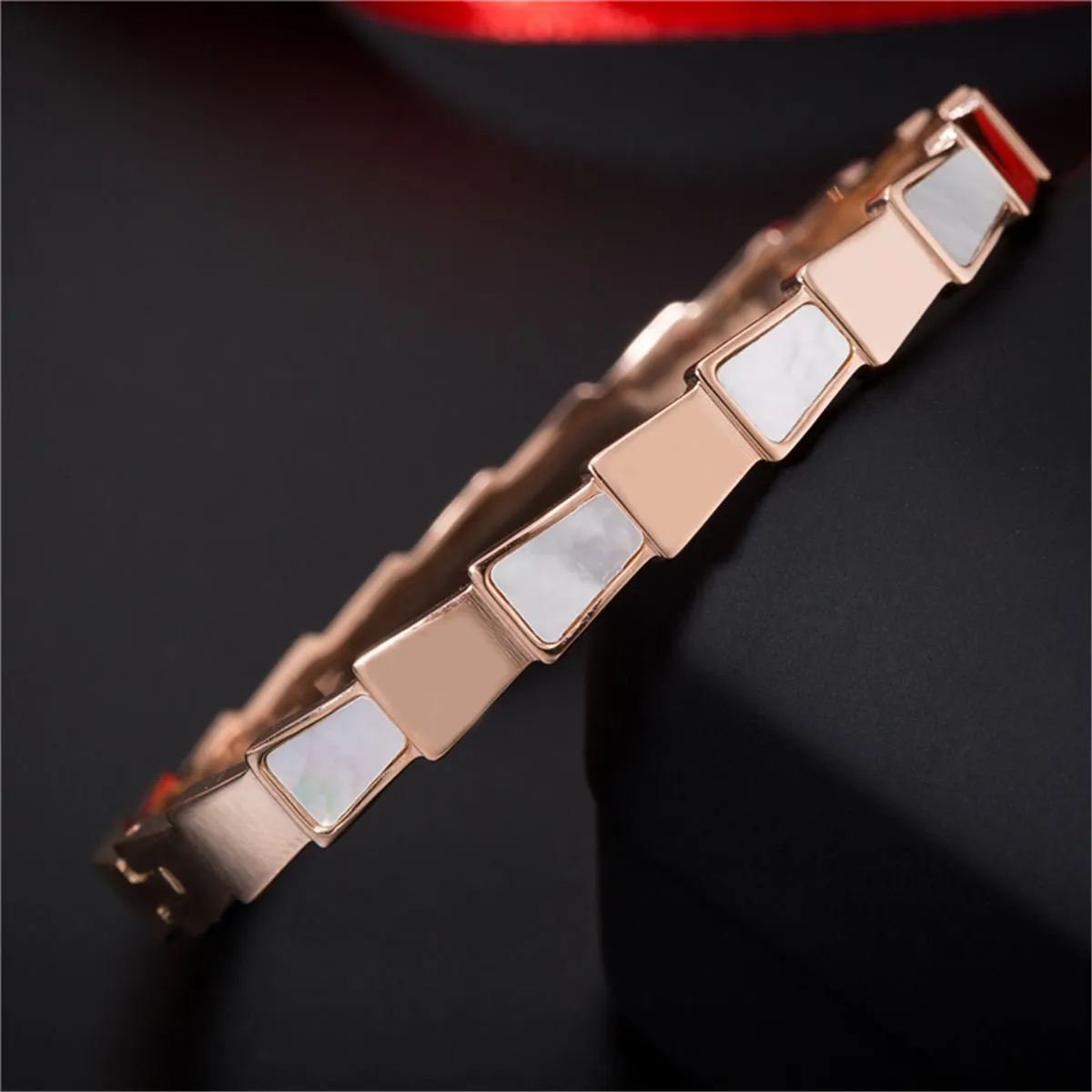 18K Rose Gold-Plated Ladder Bangle