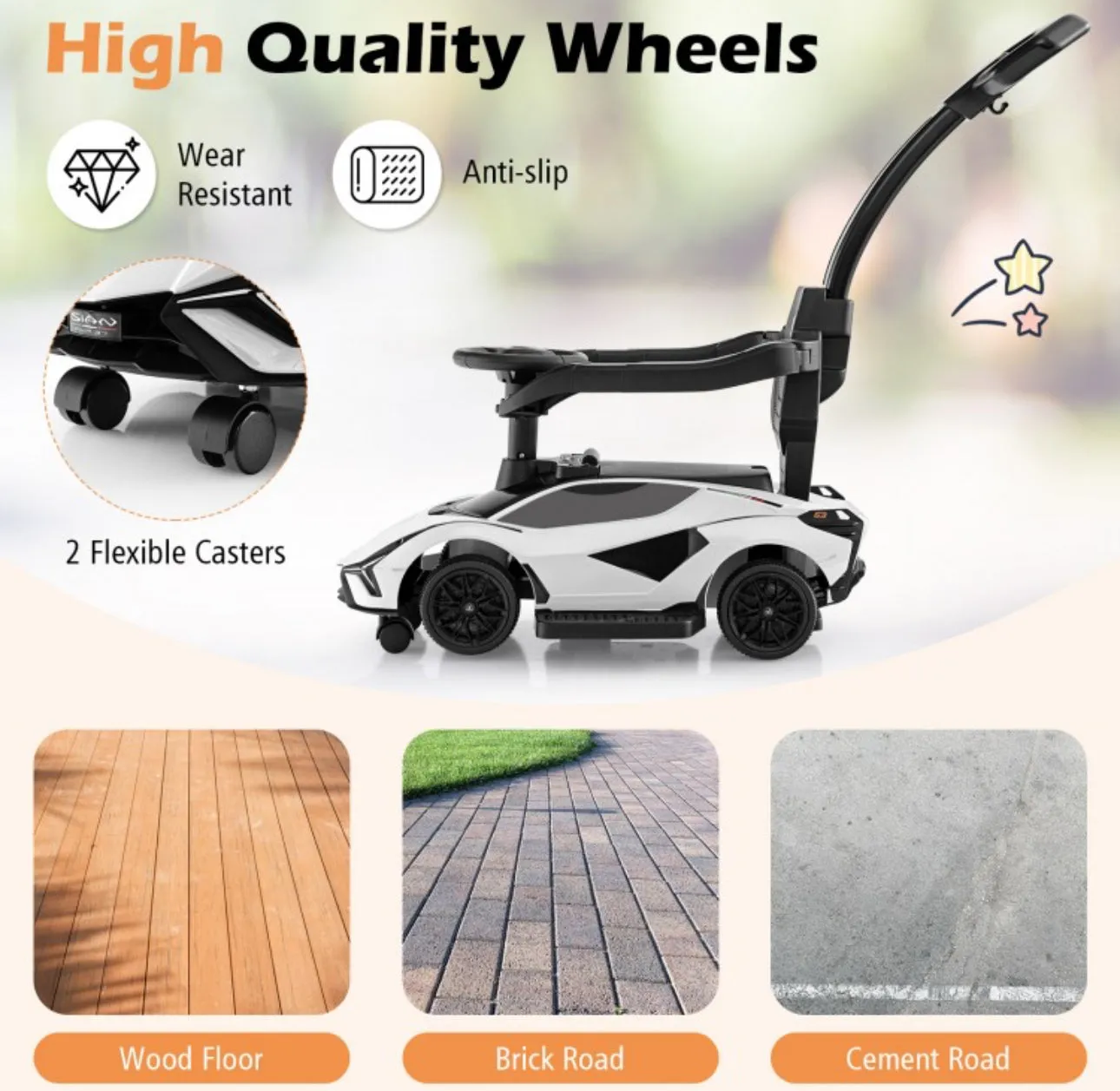 2025 Licensed 3 in 1 Super Cool Lamborghini Push Car / Walking Toy Stroller | Storage | USB | Lights | Sleek Designz
