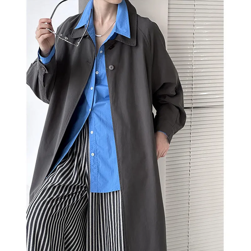 2025 Tachibana popular autumn new commuter senior design style loose knee stand-up collar versatile trench coat 2497