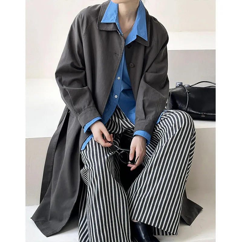2025 Tachibana popular autumn new commuter senior design style loose knee stand-up collar versatile trench coat 2497