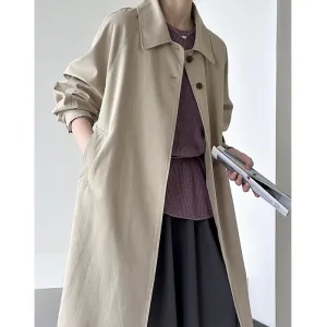 2025 Tachibana popular autumn new commuter senior design style loose knee stand-up collar versatile trench coat 2497
