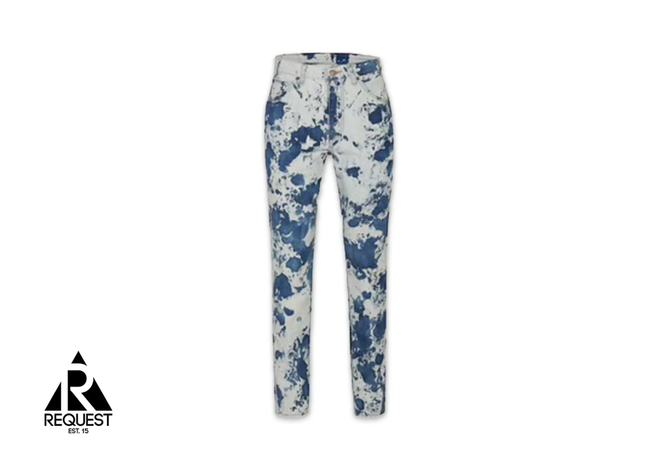 21SS Bleached Camouflage Straight Leg Denim Jeans “Blue/White”
