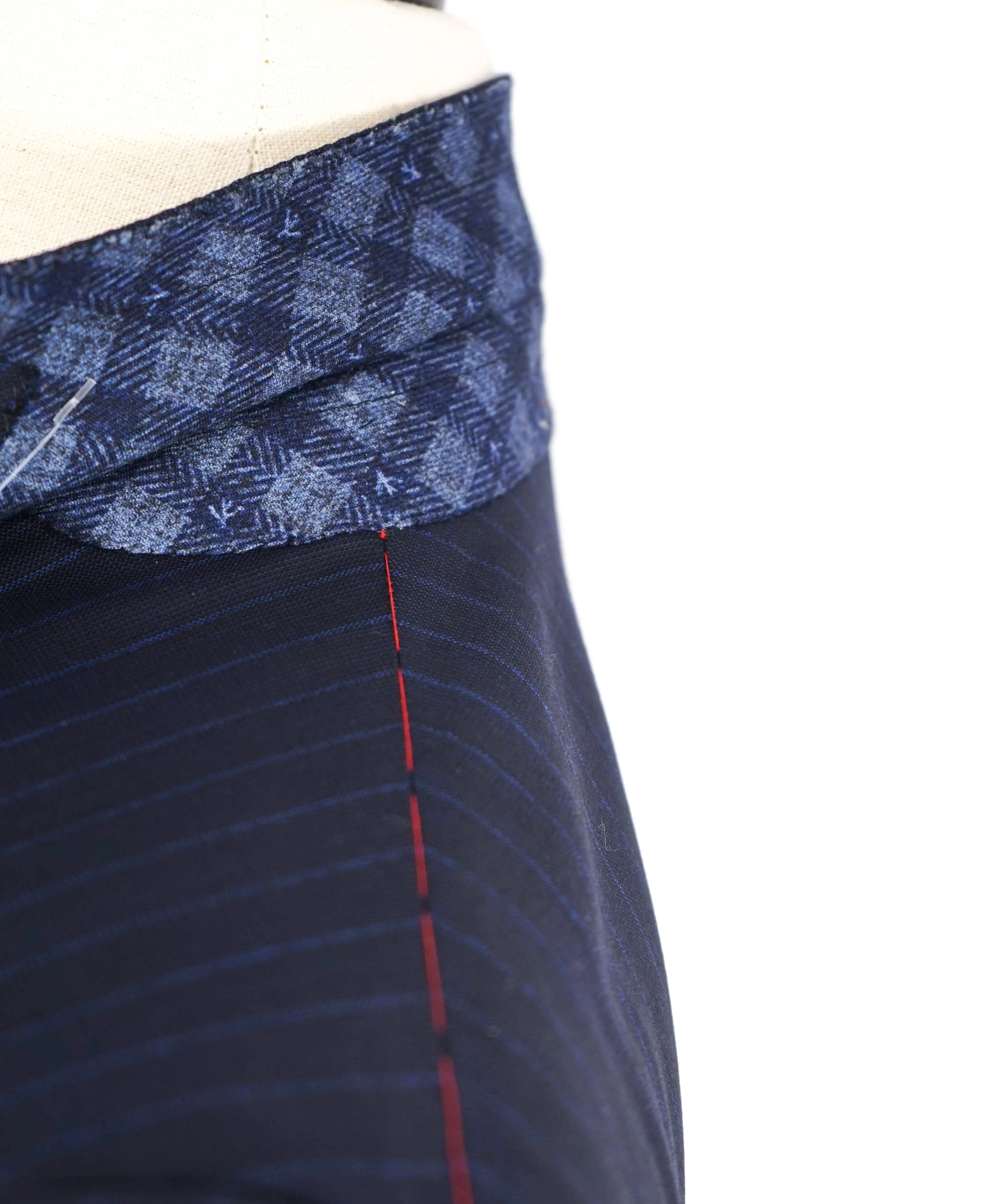 $4,495 ISAIA - Chalk Stripe *AQUASPIDER Base Sanita* Coral Pin Suit - 42L