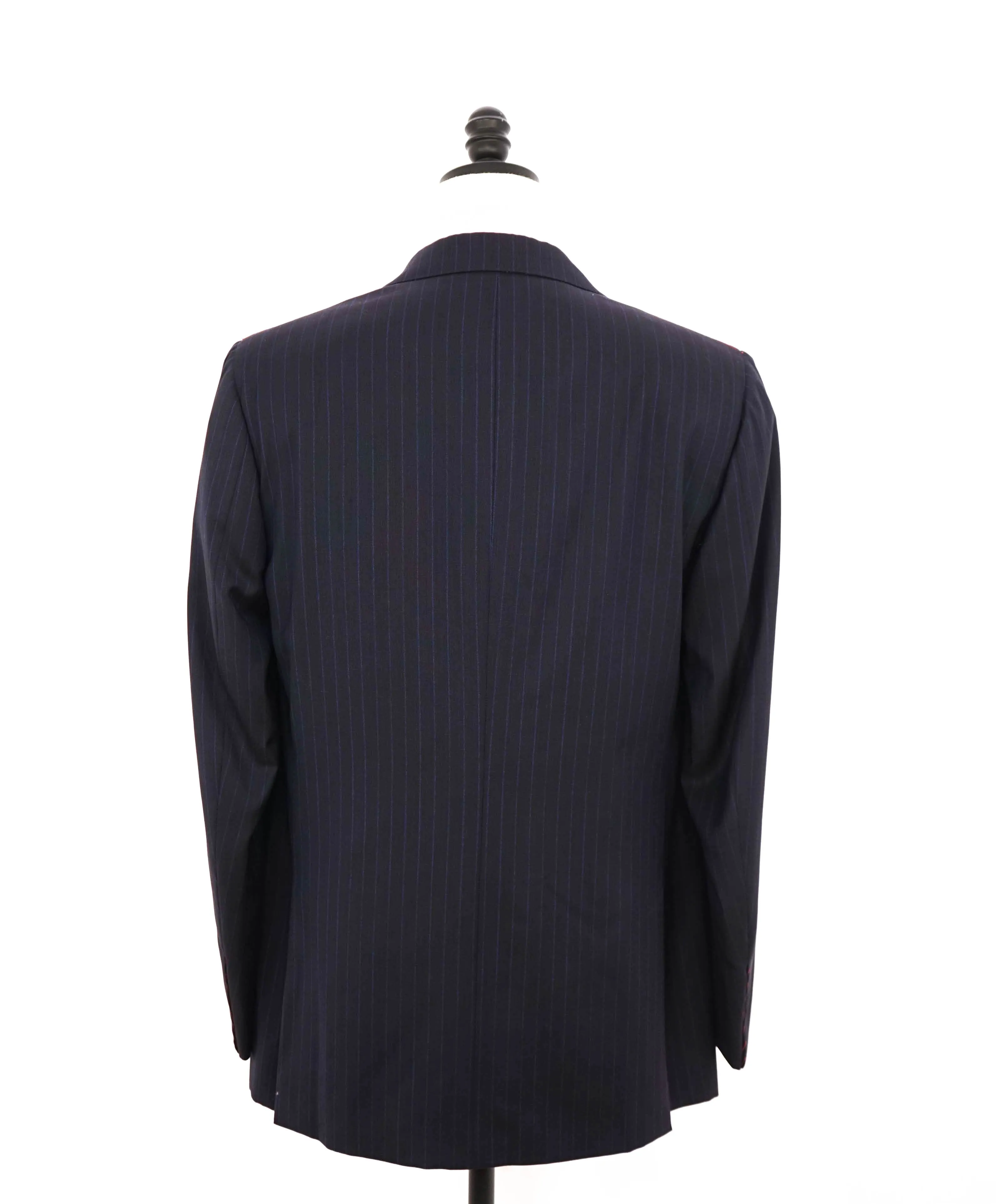 $4,495 ISAIA - Chalk Stripe *AQUASPIDER Base Sanita* Coral Pin Suit - 42L