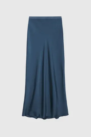 AB Bar Silk Skirt - Navy