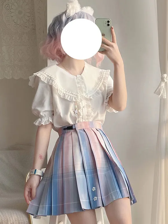 Academic Lolita SK Light Sky Blue Ombre Lolita Skirts