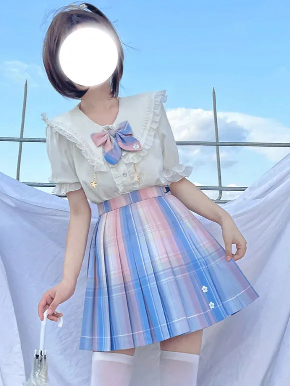 Academic Lolita SK Light Sky Blue Ombre Lolita Skirts
