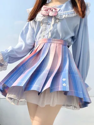 Academic Lolita SK Light Sky Blue Ombre Lolita Skirts