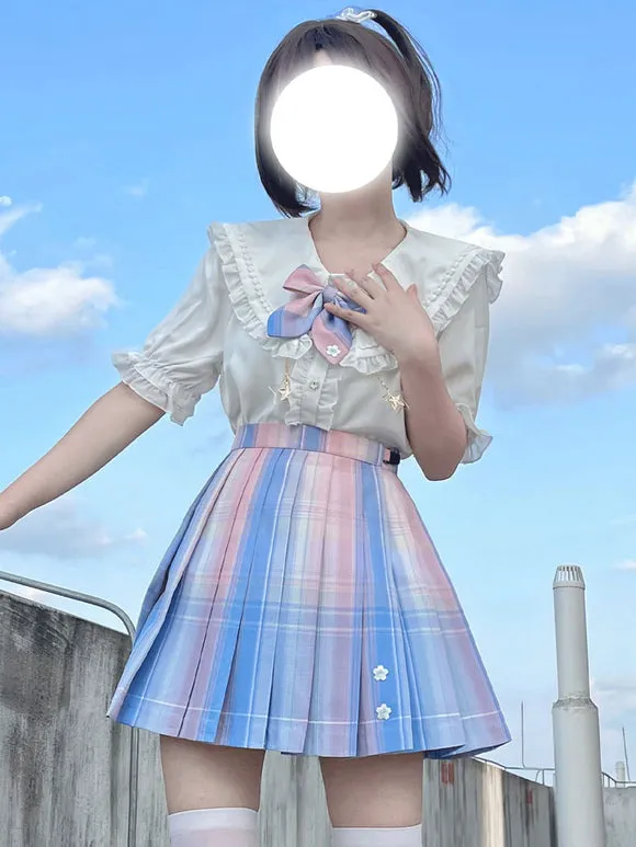 Academic Lolita SK Light Sky Blue Ombre Lolita Skirts