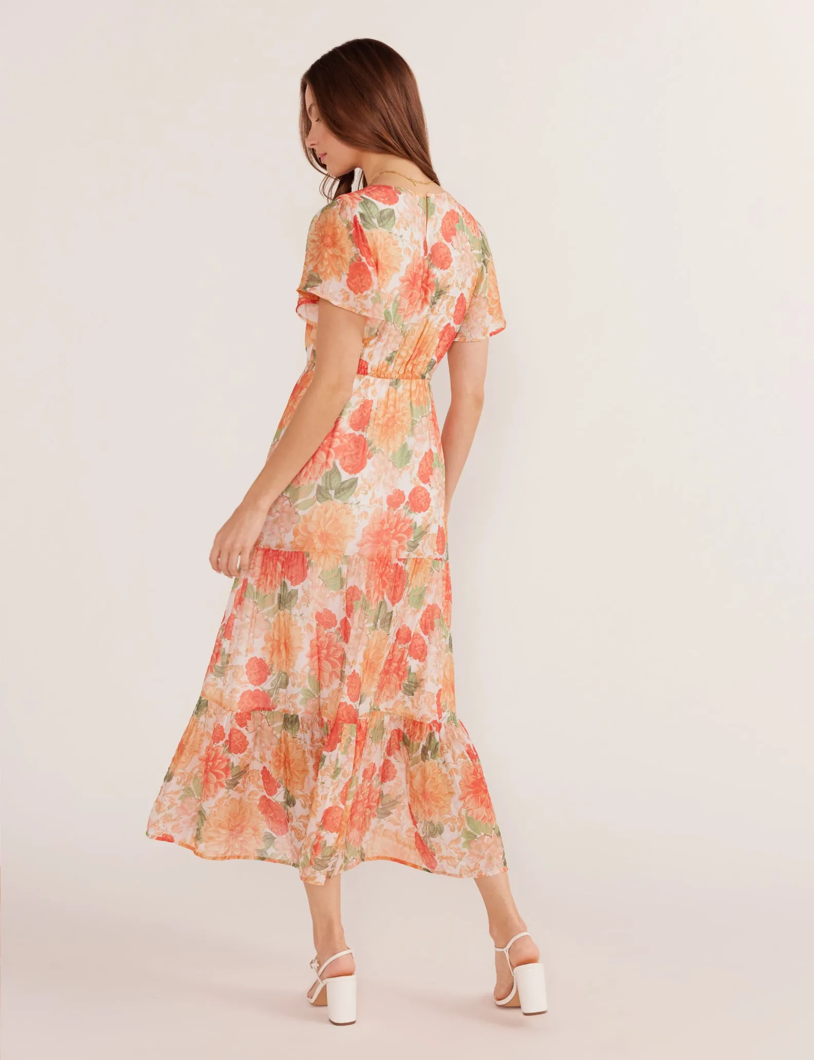 Aida Flutter Sleeve Midi Dress