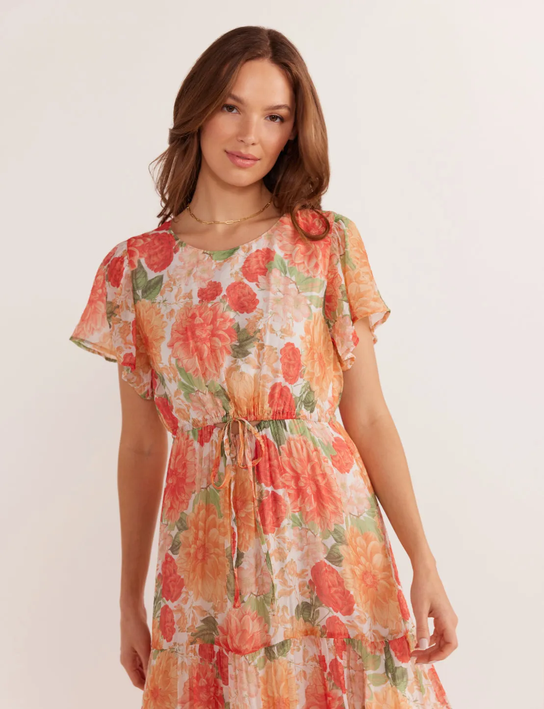 Aida Flutter Sleeve Midi Dress