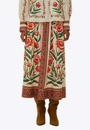 Ainika Delicate Floral Midi A-line Skirt