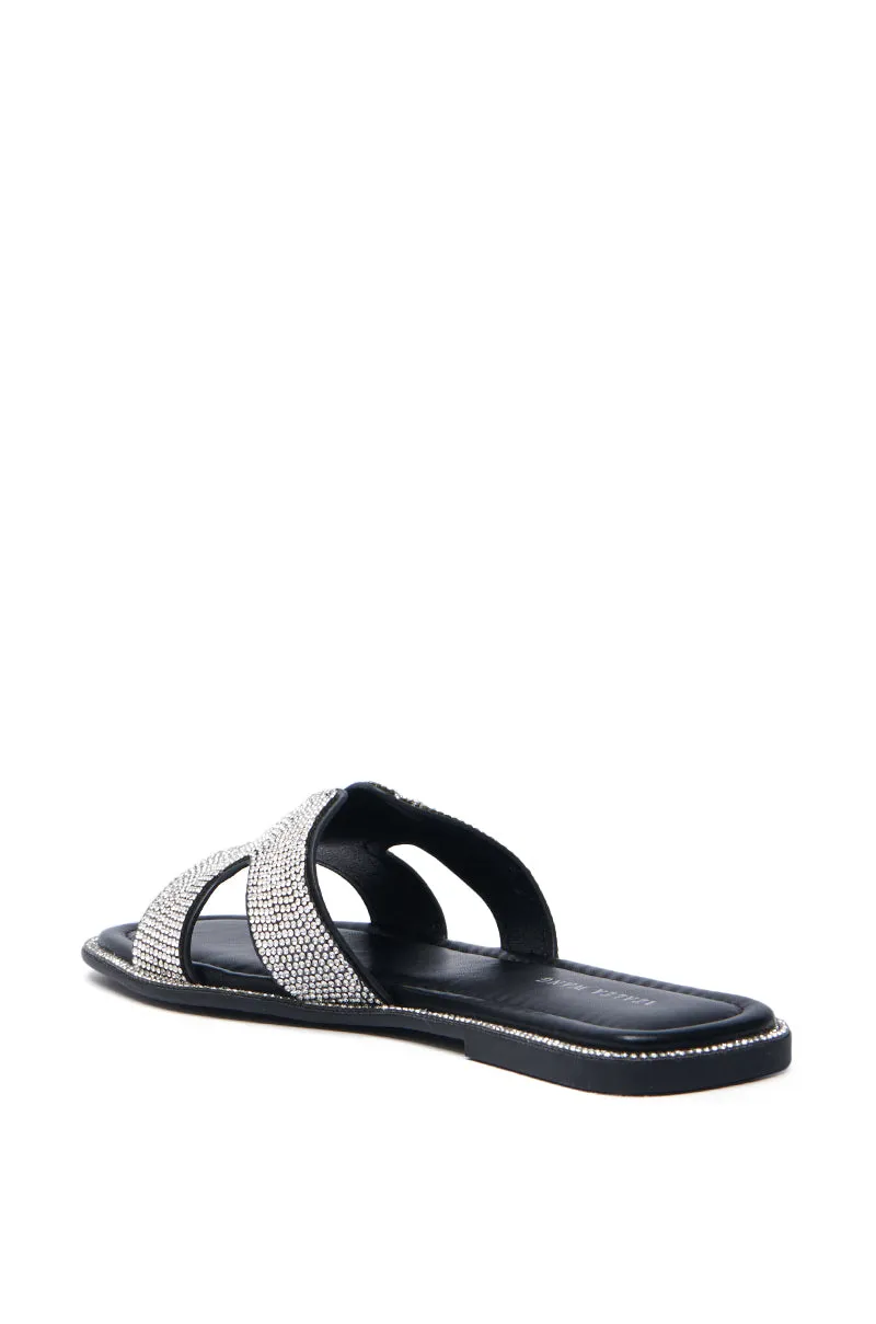 AKIRA PRINCESS PEACHY BLACK SLIP ON EMBELLISHED SANDAL