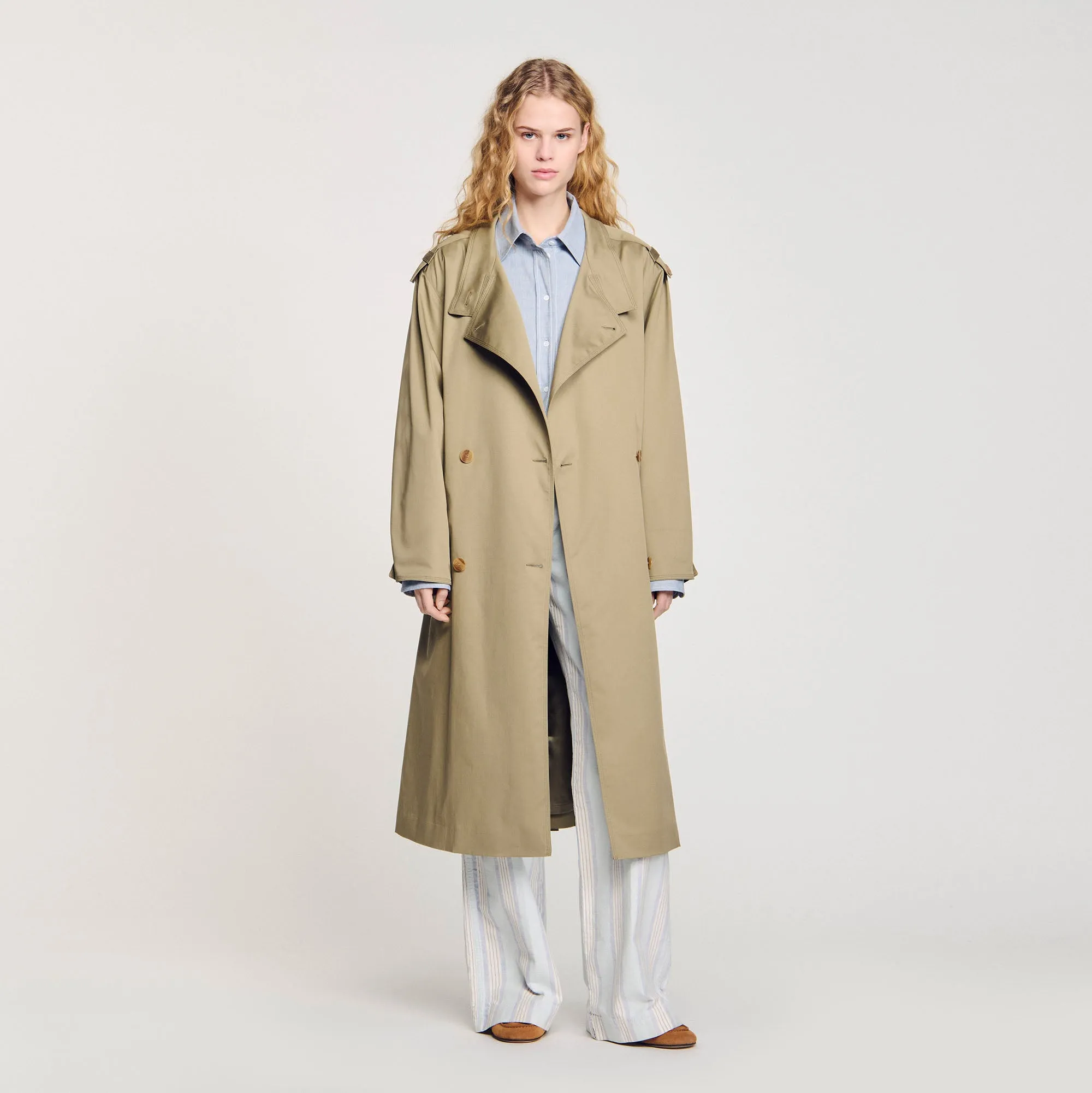Aliocha Trench Coat With Belt Olive Green