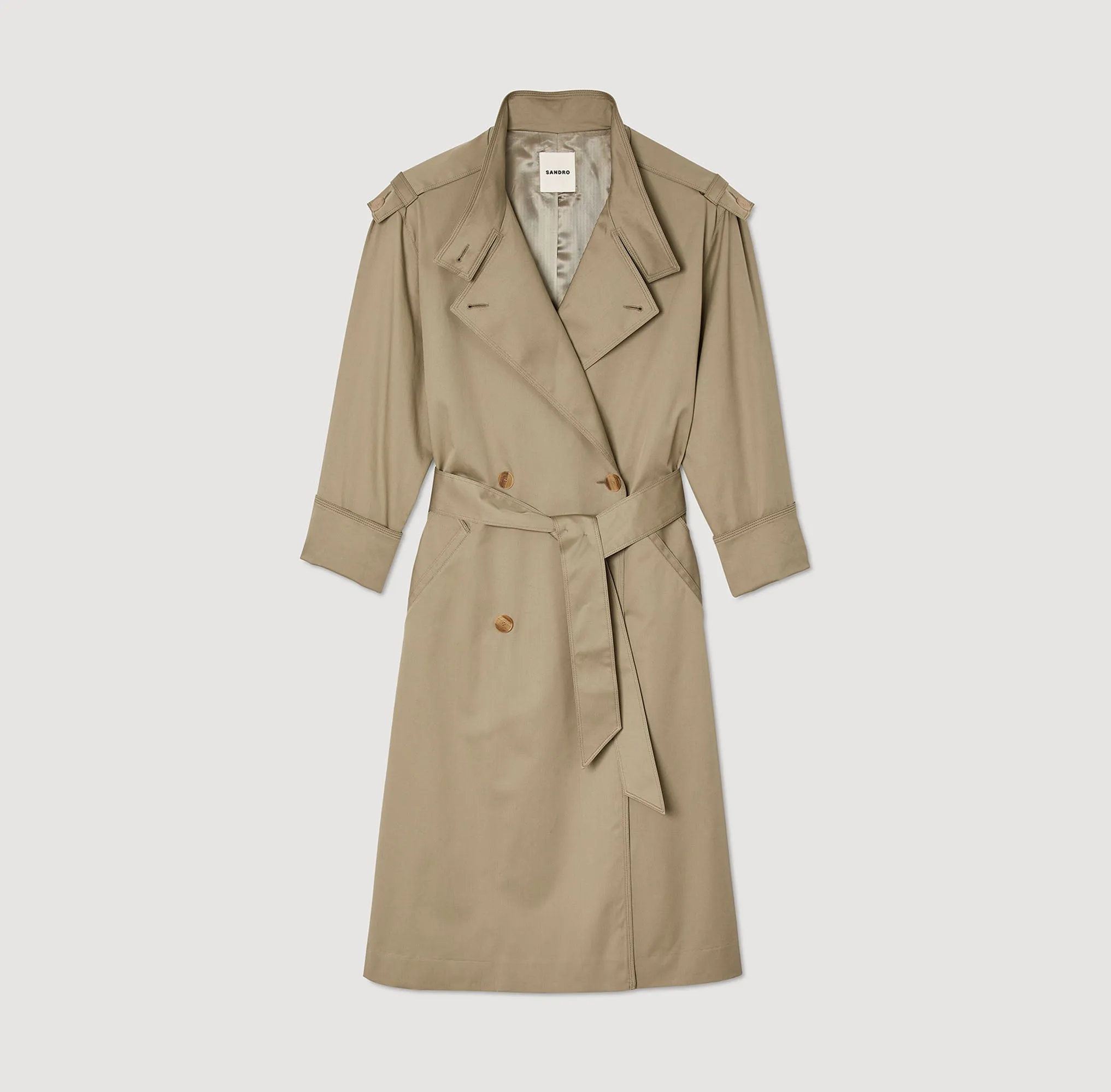 Aliocha Trench Coat With Belt Olive Green