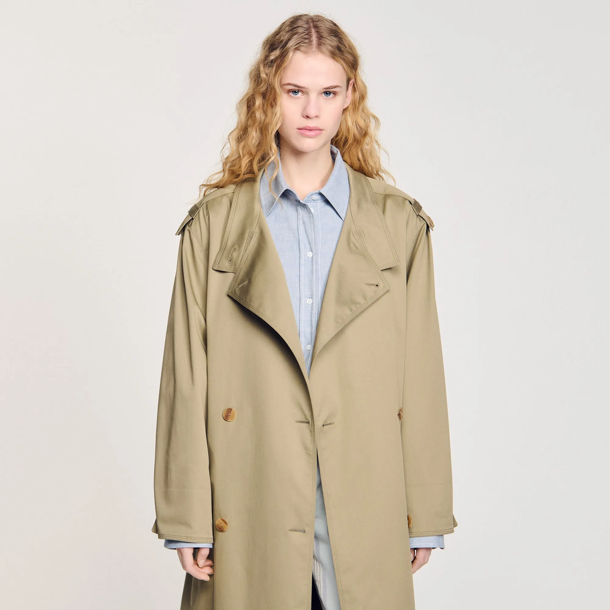 Aliocha Trench Coat With Belt Olive Green