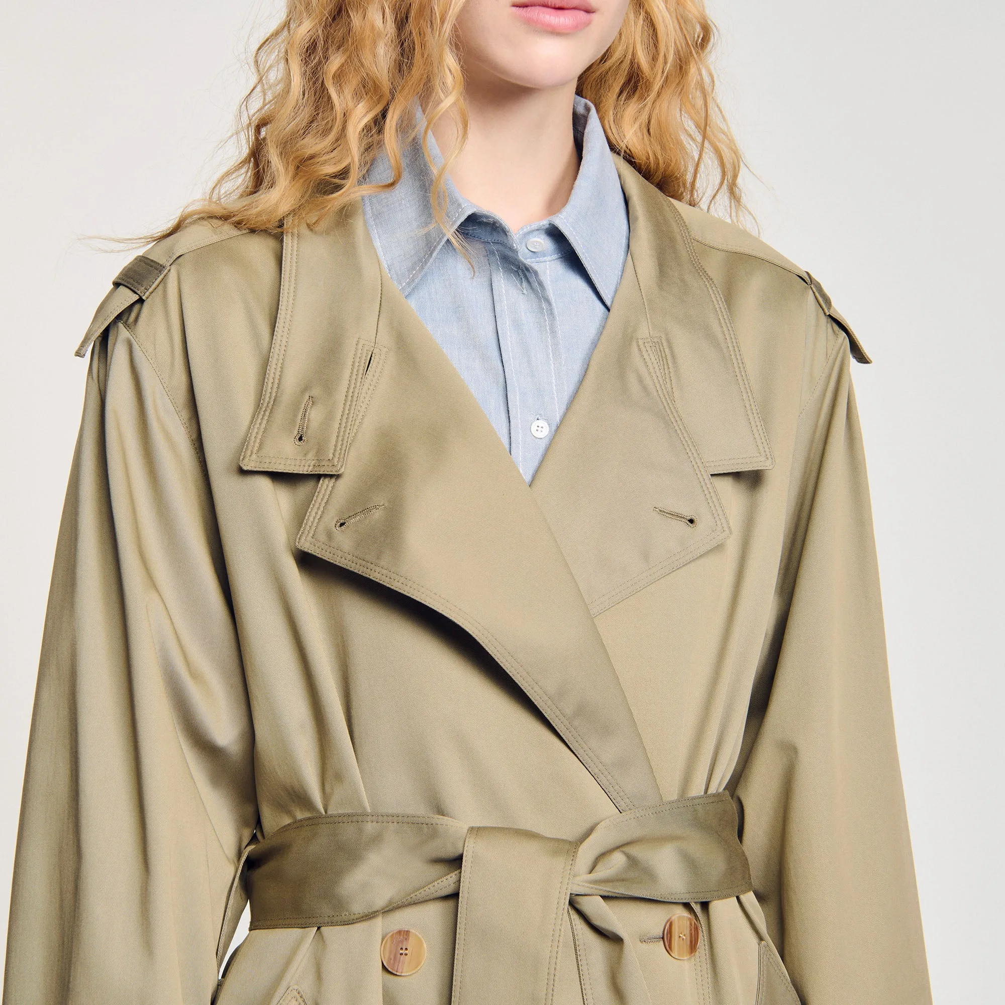 Aliocha Trench Coat With Belt Olive Green