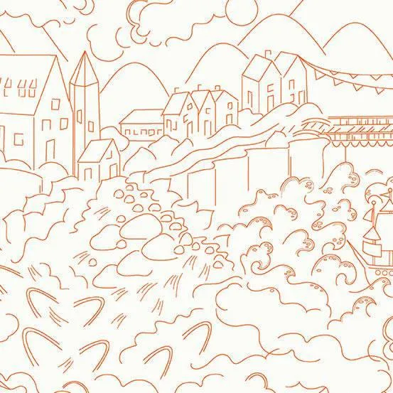 Alison Glass - Sunprints 2022 Luminance - Village - Carrot