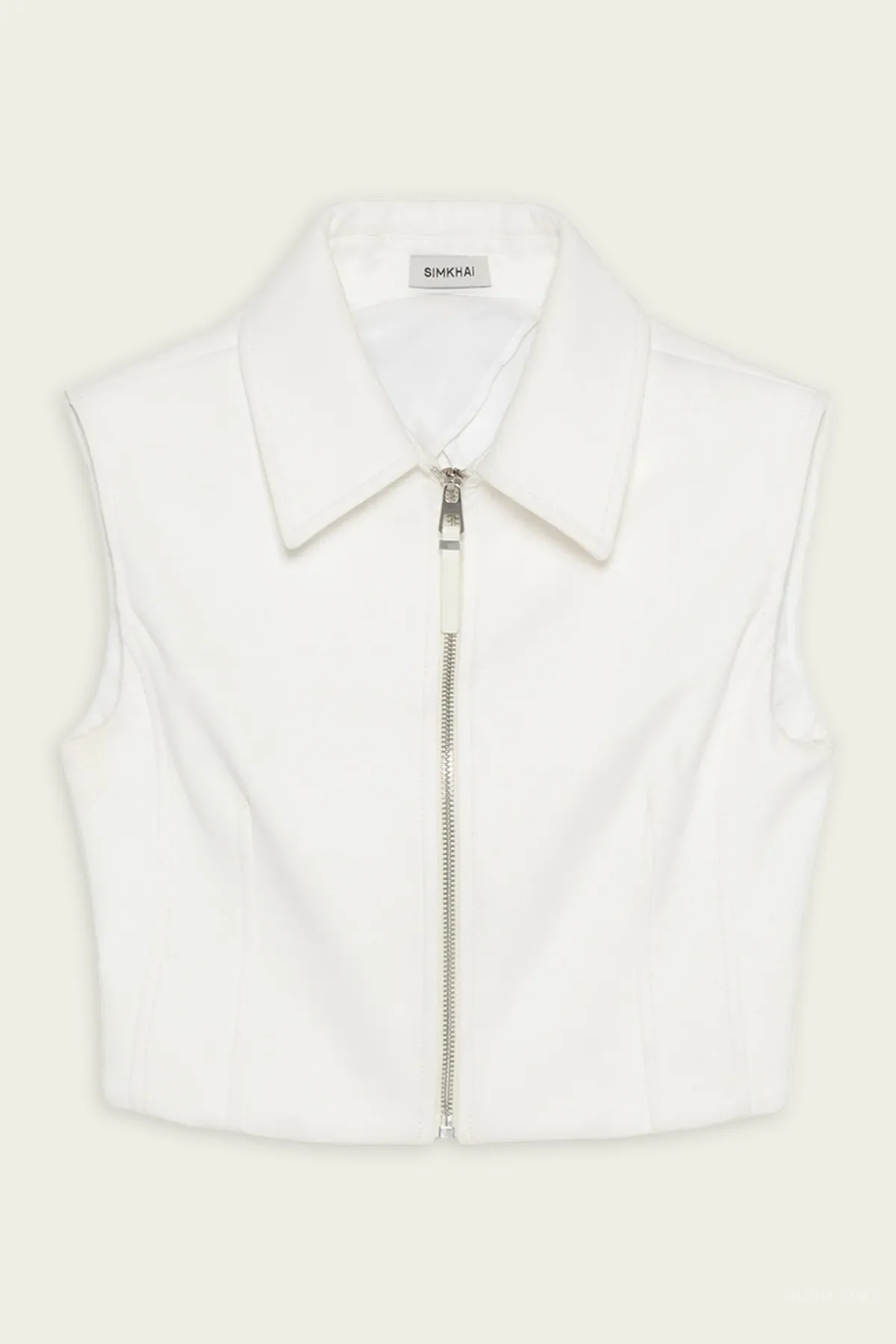 Alix Sleeveless Zip-Up Top in Ivory