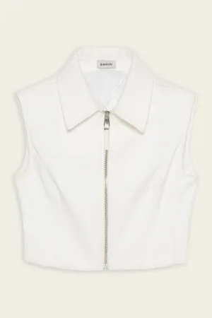 Alix Sleeveless Zip-Up Top in Ivory