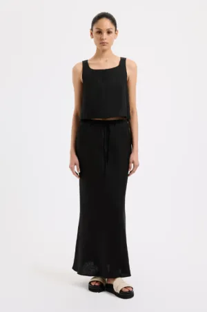 Amani Linen Skirt Black