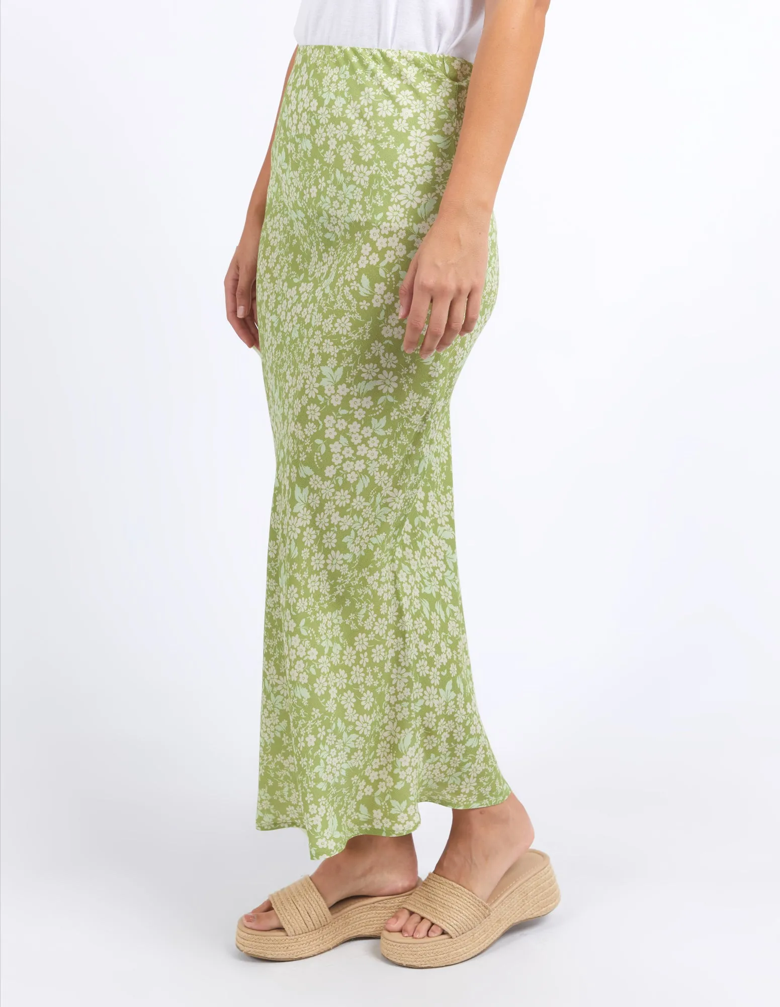 ANTALYA FLORAL SKIRT || LIGHT GREEN