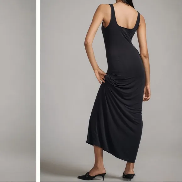 Anthropologie Black Knit Slip Dress - Elegant Black Maxi Dress