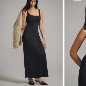 Anthropologie Black Knit Slip Dress - Elegant Black Maxi Dress