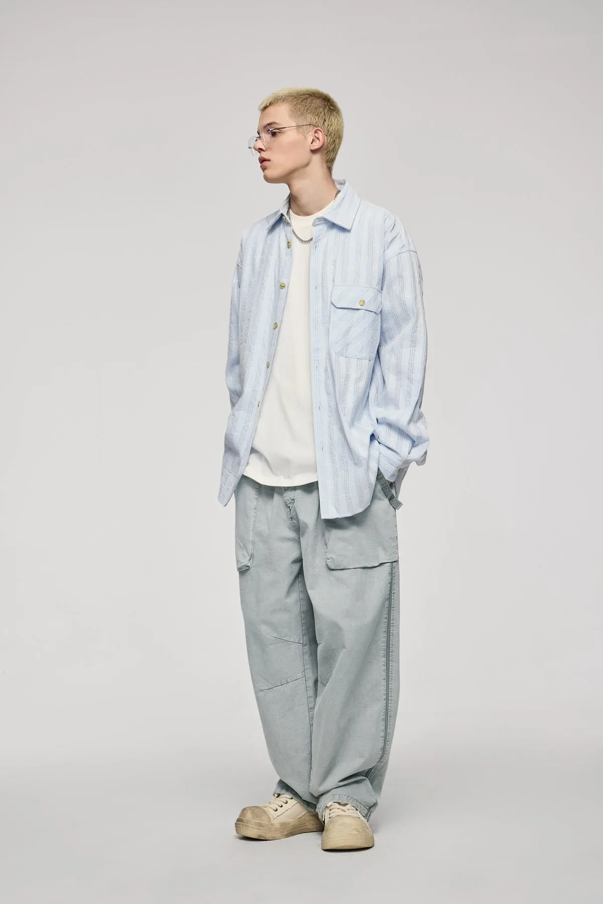 Asute Dyed Thick Utility Straight-Leg Cargo Pants