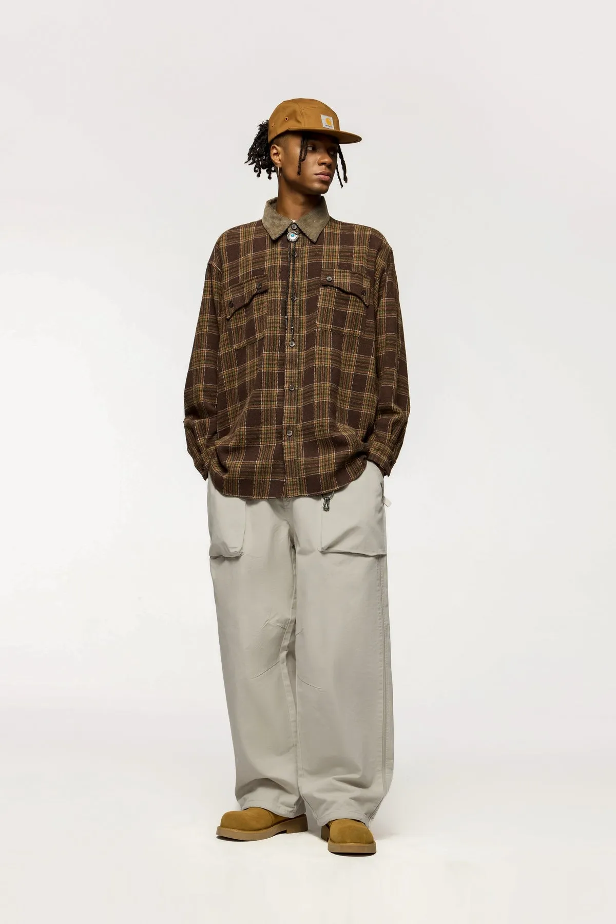 Asute Dyed Thick Utility Straight-Leg Cargo Pants
