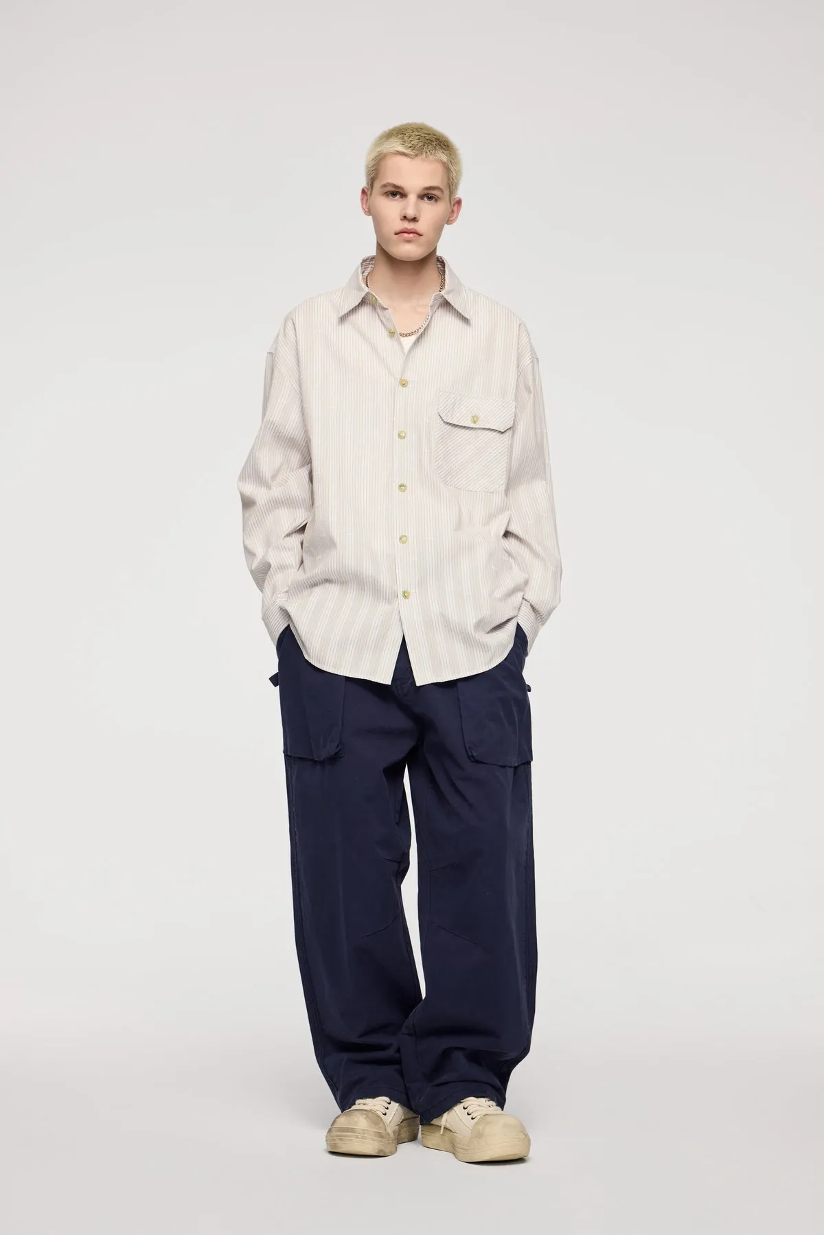 Asute Dyed Thick Utility Straight-Leg Cargo Pants