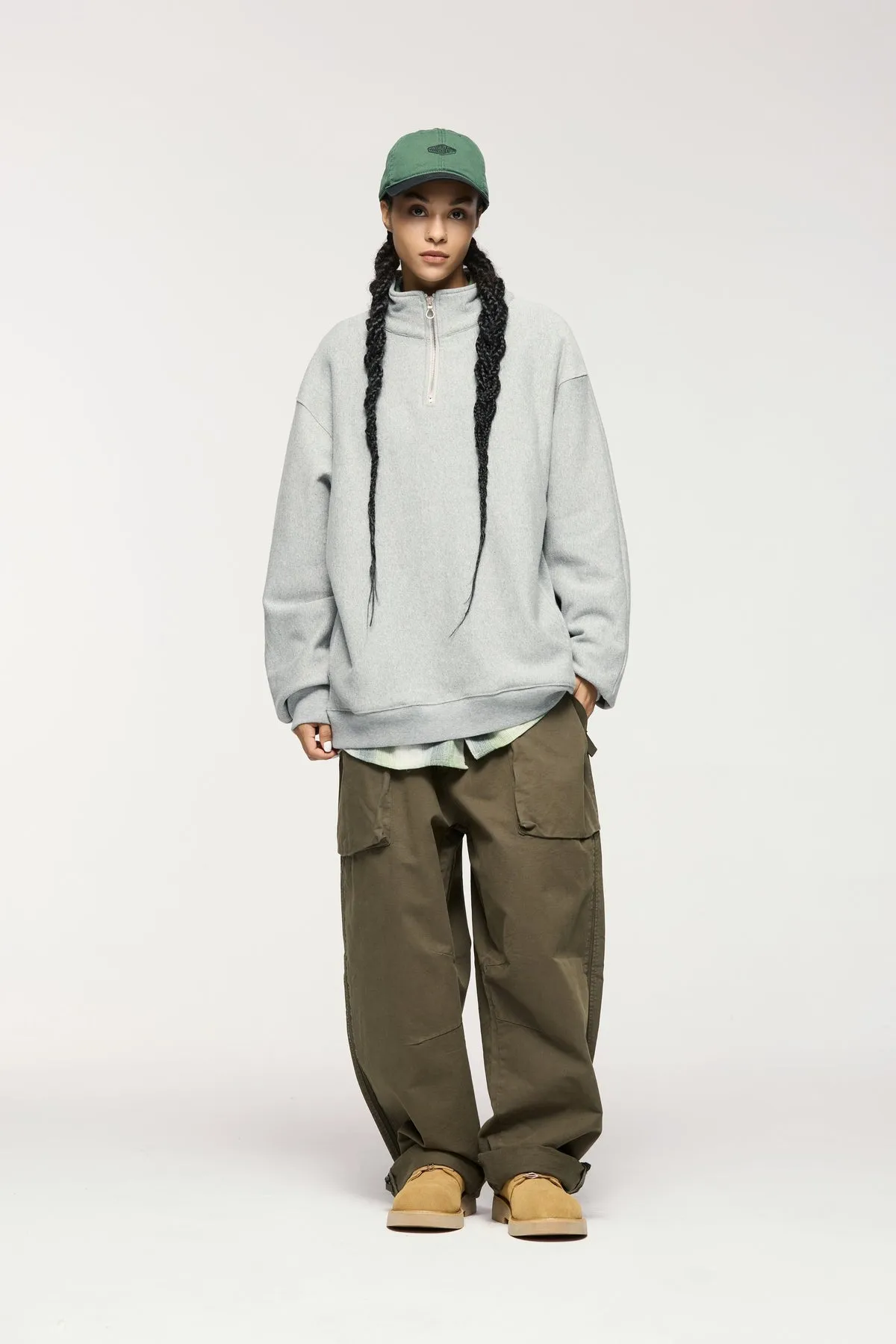 Asute Dyed Thick Utility Straight-Leg Cargo Pants