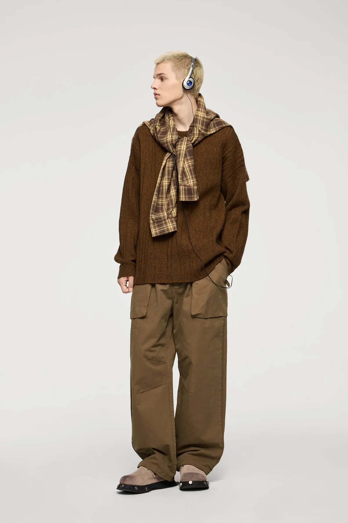 Asute Dyed Thick Utility Straight-Leg Cargo Pants