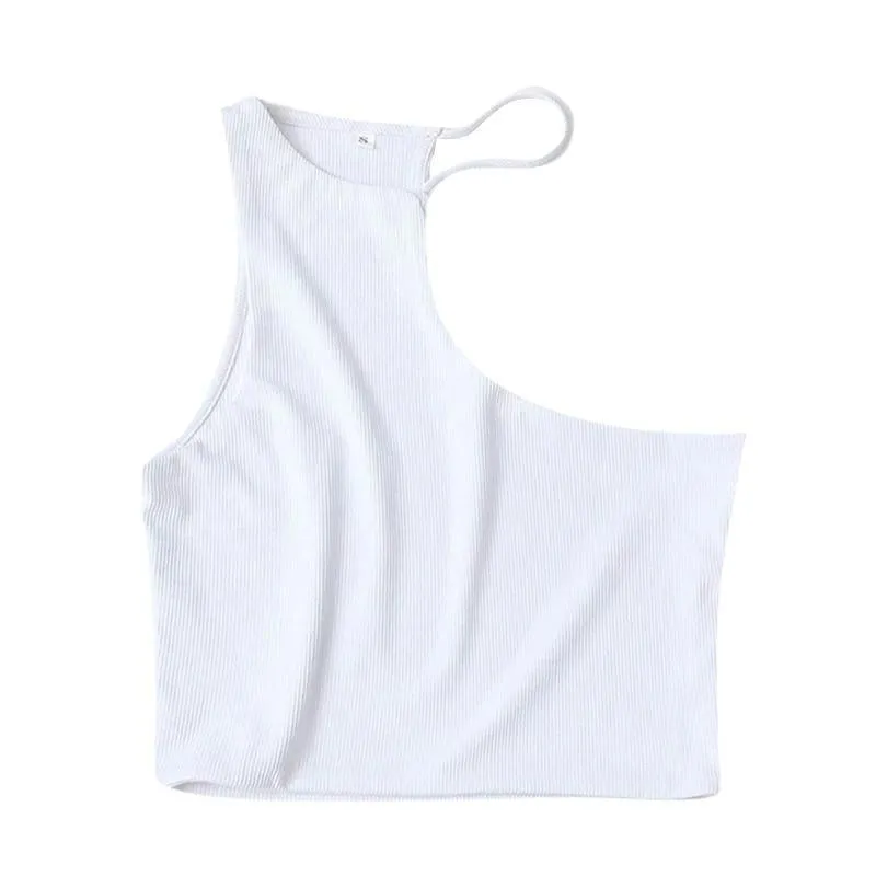 Asymmetry Cropped Knit Tank Tops