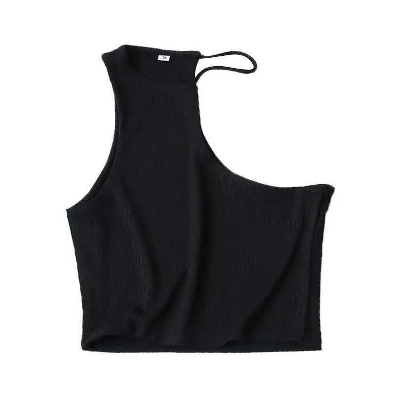 Asymmetry Cropped Knit Tank Tops