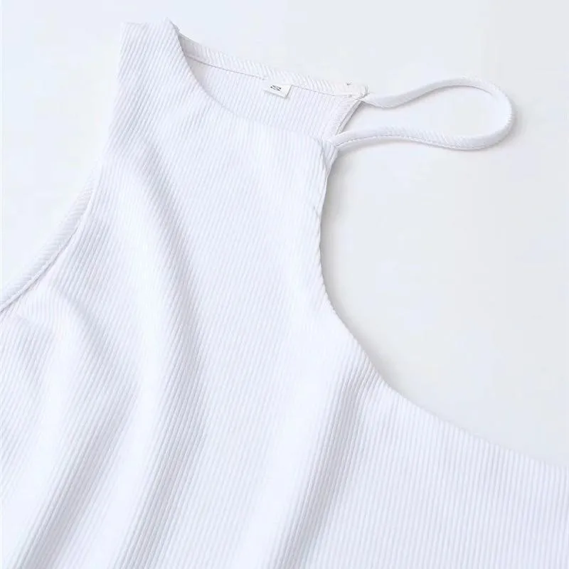 Asymmetry Cropped Knit Tank Tops