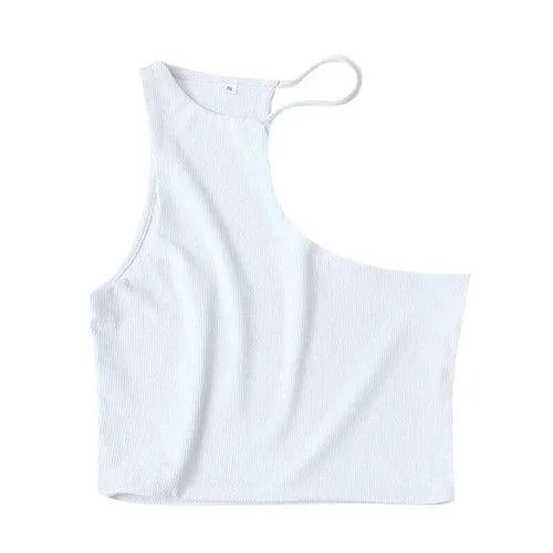 Asymmetry Cropped Knit Tank Tops