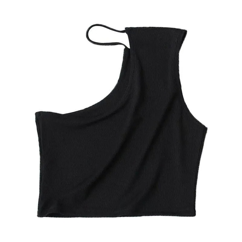 Asymmetry Cropped Knit Tank Tops