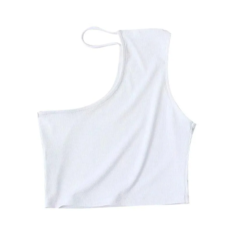Asymmetry Cropped Knit Tank Tops