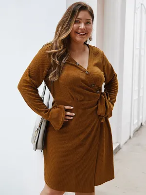 Autumn and Winter Large Size Dress V-neck Sexy Skirt