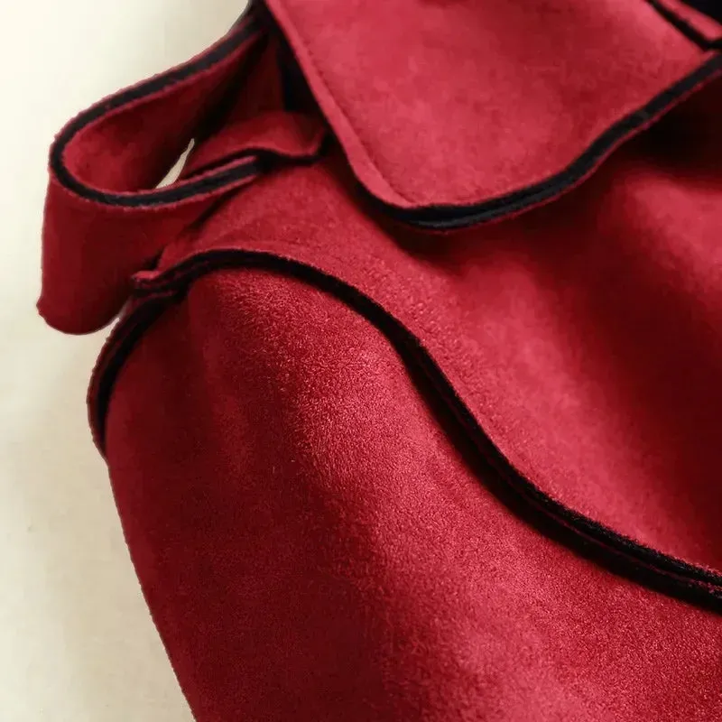 Autumn Suede Long Elegant Slimming Trench Coat Outwear