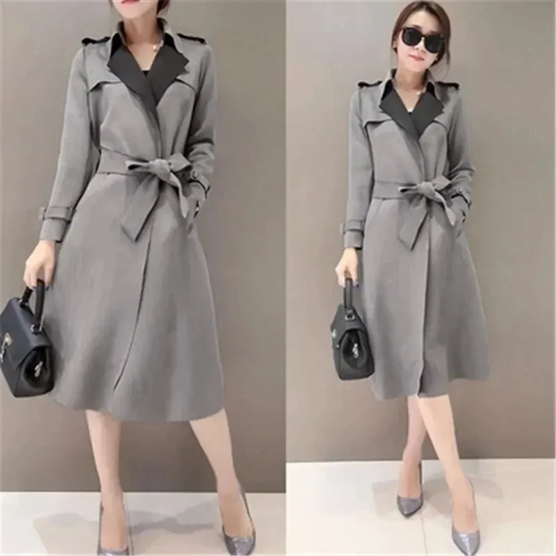 Autumn Suede Long Elegant Slimming Trench Coat Outwear